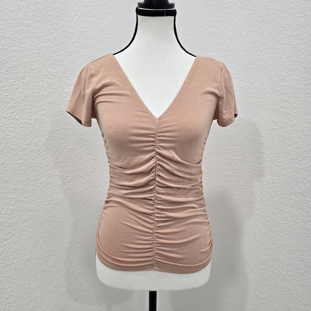 Forever 21 Peach Top Size Small Ruched V-Neck